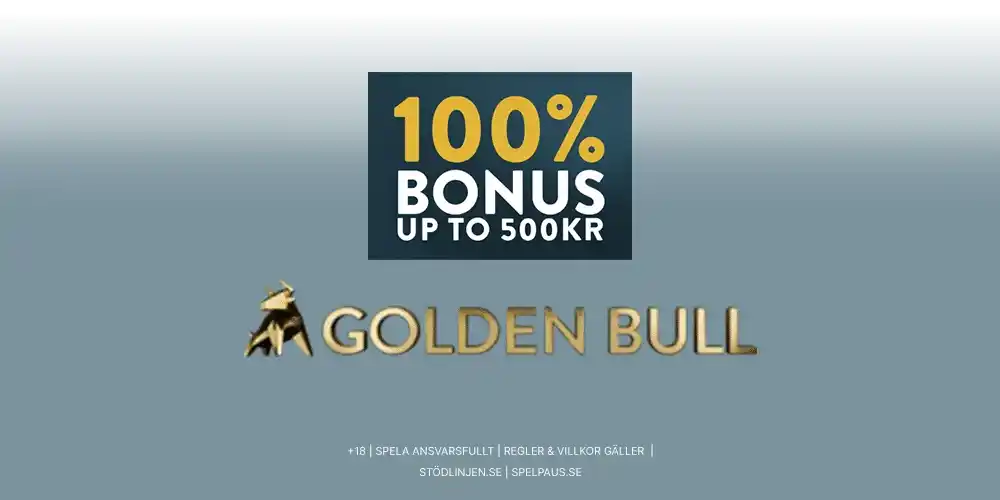 Golden Bull ofrece bono del 100% hasta 500 kr para nuevos usuarios en casino o apuestas